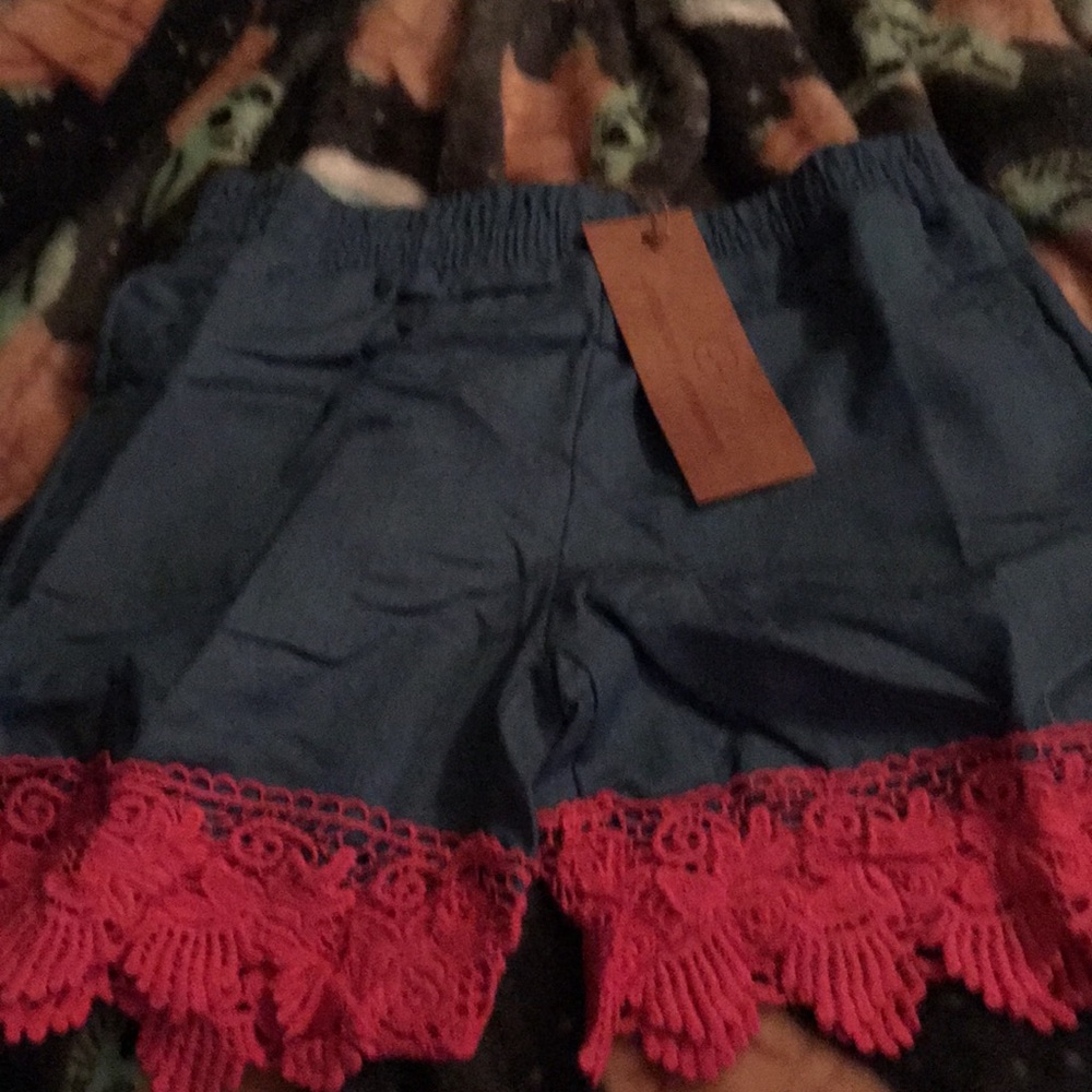 Southern Grace denim with lace shorts